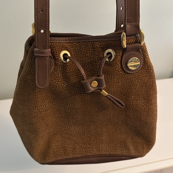 Borbonese Redwall Quail Bucket Bag. Luxury made in Italy. EUC!! - Picture 1 of 15